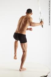 Underwear Fighting with sword Man White Standing poses - ALL Athletic Short Brown Standing poses - simple Academic